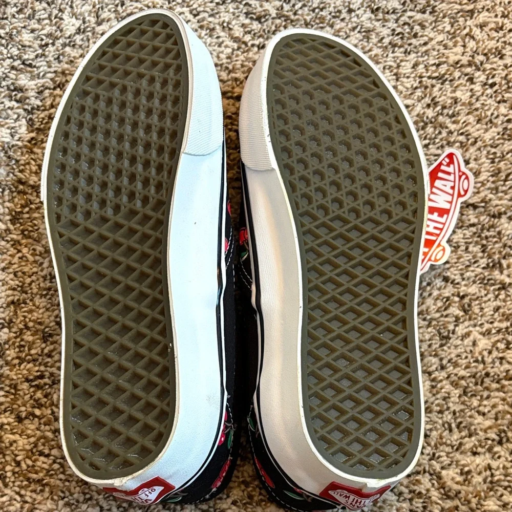 Vans Black and Red Cherry Slip-On Sneakers - Picture 4 of 4